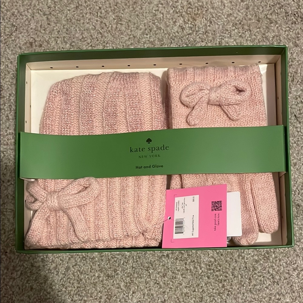 Kate Spade Pink Hat and Glove Set